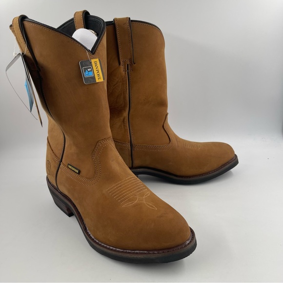 NIB! Dan Post Men’s Albuquerque Waterproof Brown Western Work Boots Soft Toe- 11 - Picture 3 of 15